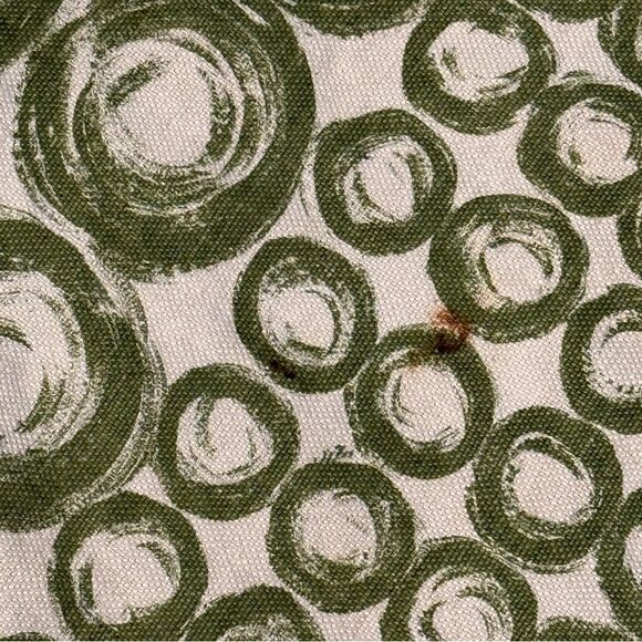 Vintage Handmade Canvas Green Mod Print Table Runner 23x41 - Picture 4 of 9